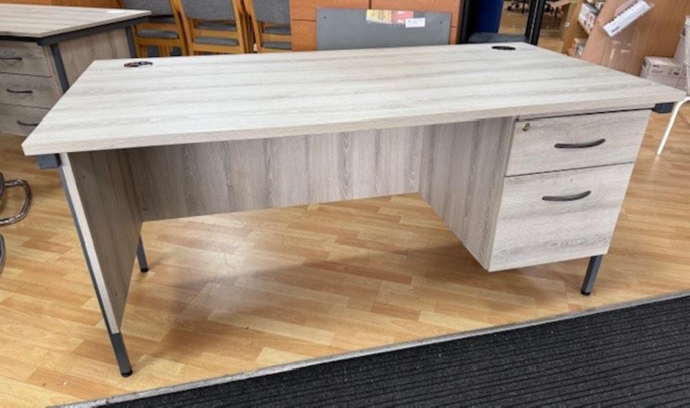 1600mm Grey Oak Single Pedestal Desk