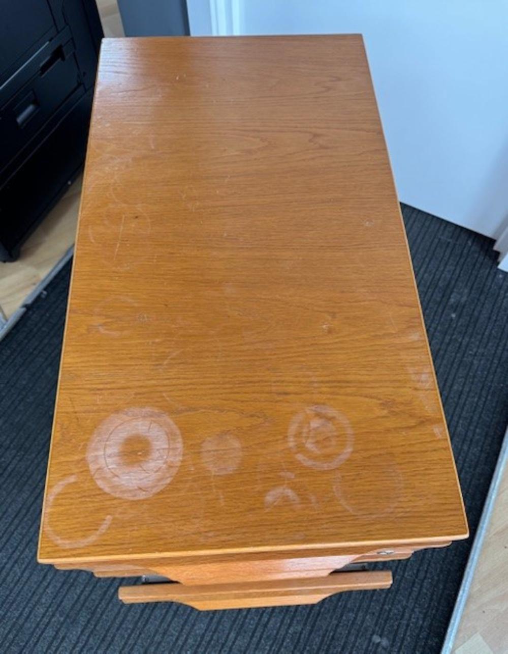 Cherry Wood Veneer Desk High Pedestal 800mm Deep