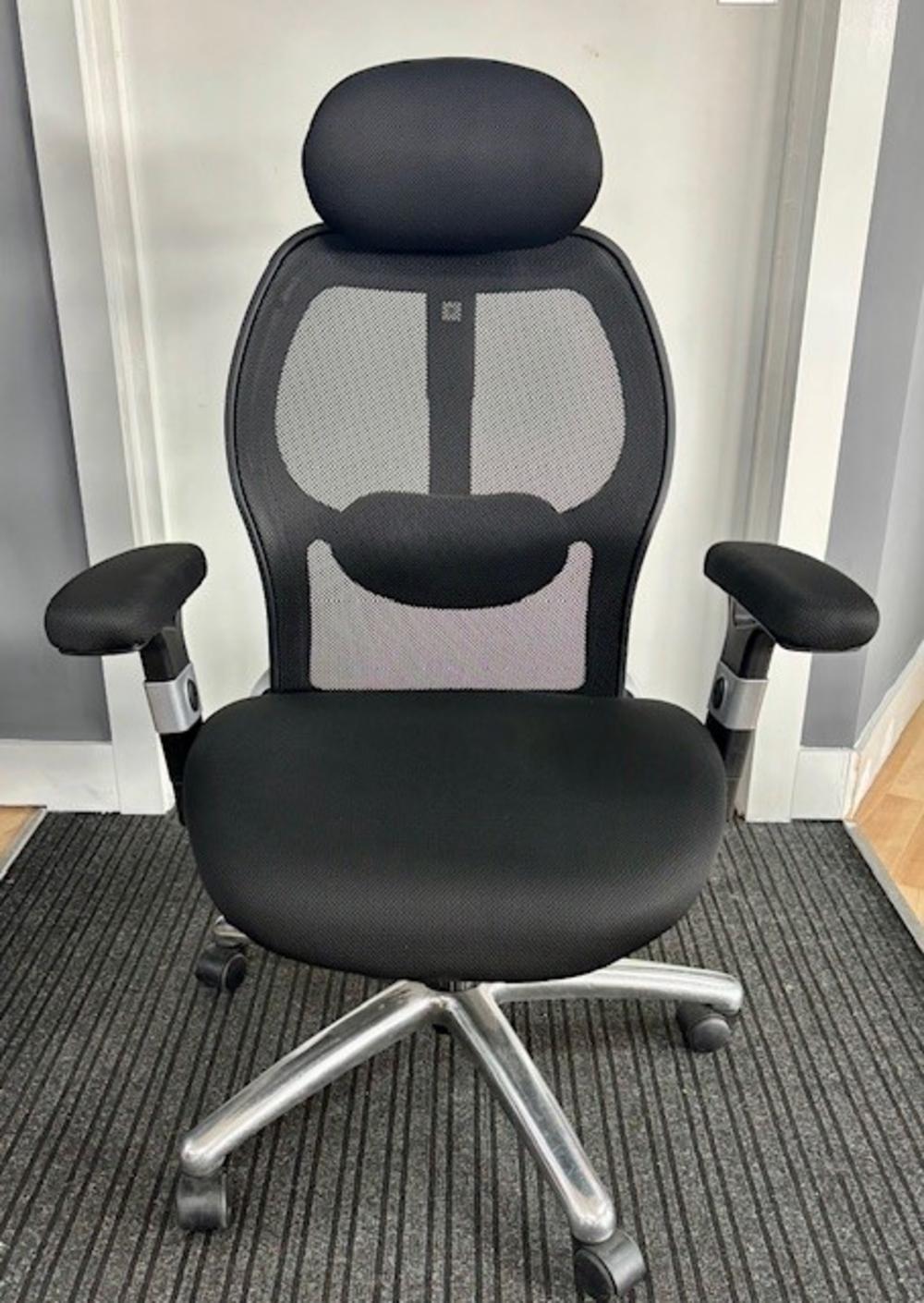 Ergo Black Mesh Executive Task Chair with Headrest and Adjustable Arms