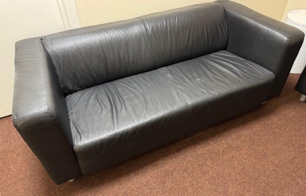 Black Faux Leather Sofa