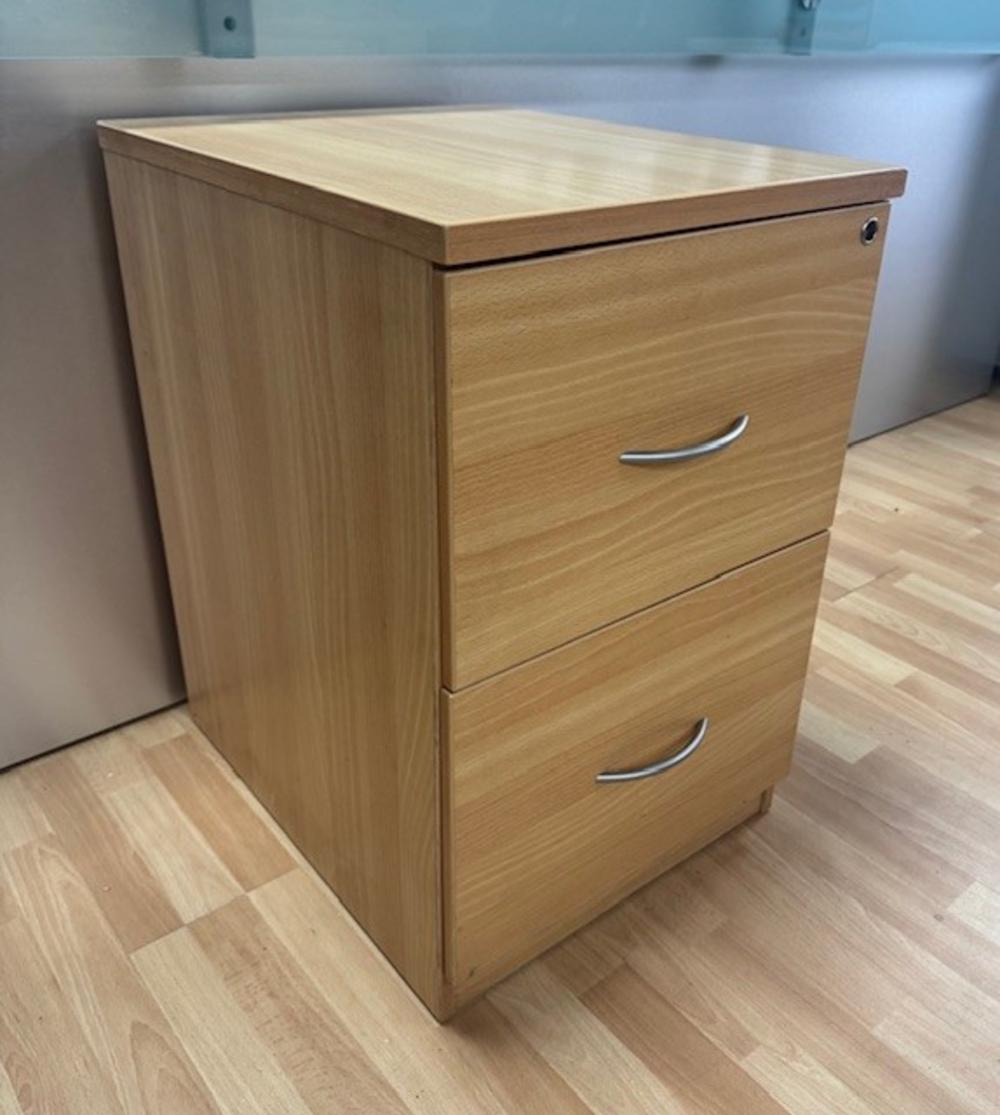2 Drawer Filing Cabinet in Beech  - Lock Missing