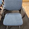 Set Of 9 Blue Fabric Arm Chairs With Chrome Base