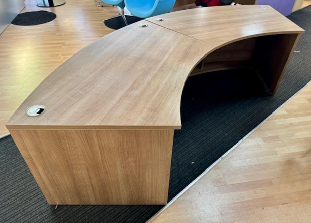 2 section Curved reception Desk in Santiago Cherry