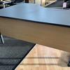 1600 x 1200mm Right Hand Radial Desk in Graphite with Stone Oak Modesty Panels
