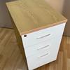 Desk High Pedestal White Drawers with Oak Carcass