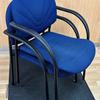 Pair of Blue Stacking Arm Chairs with Black Frame