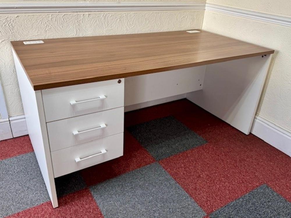 Imperial Panel End Desk 1600 x 800m in Dijon Walnut / White