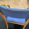 Oak Framed Stacking Arm Chair Pale Blue Fabric Split In Fabric