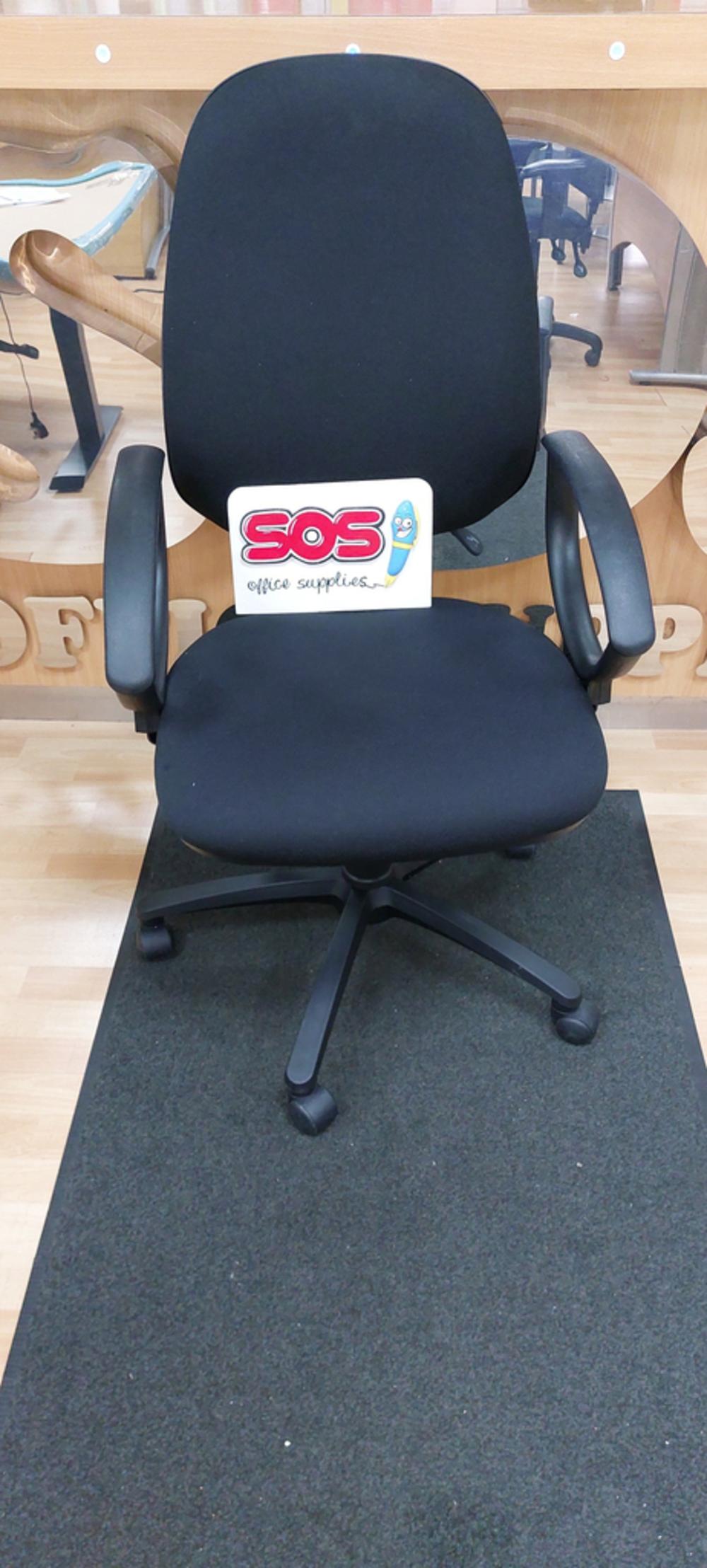 Black Fabric Extra High Back Operator Chair With Loop Arms 
