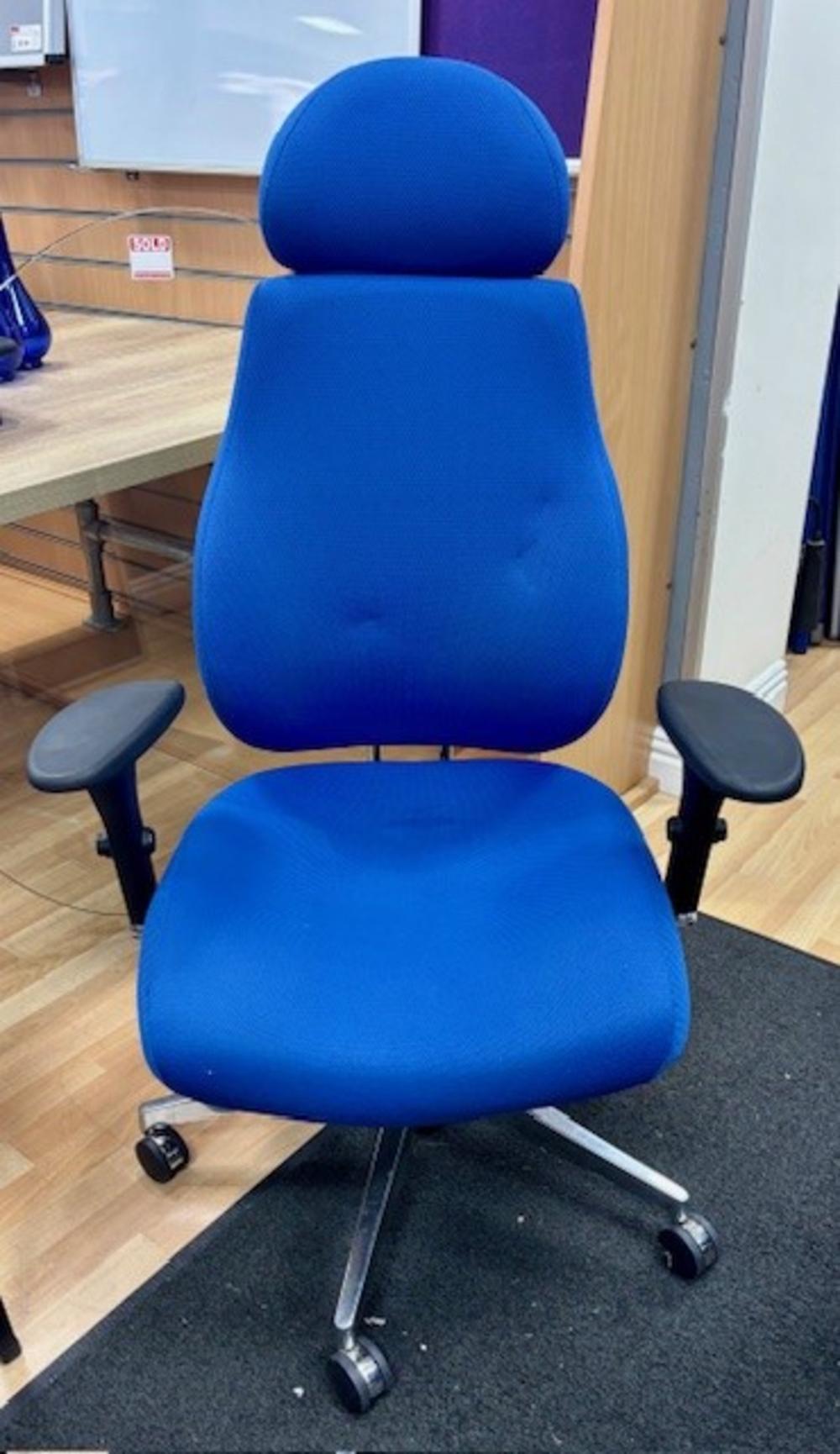 Blue Chiro Plus Chair with Headrest and Multi Adjustable Arms
