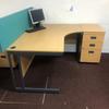 Calva Oak 1500mm R/H Radial Desk with Desk High Pedestal