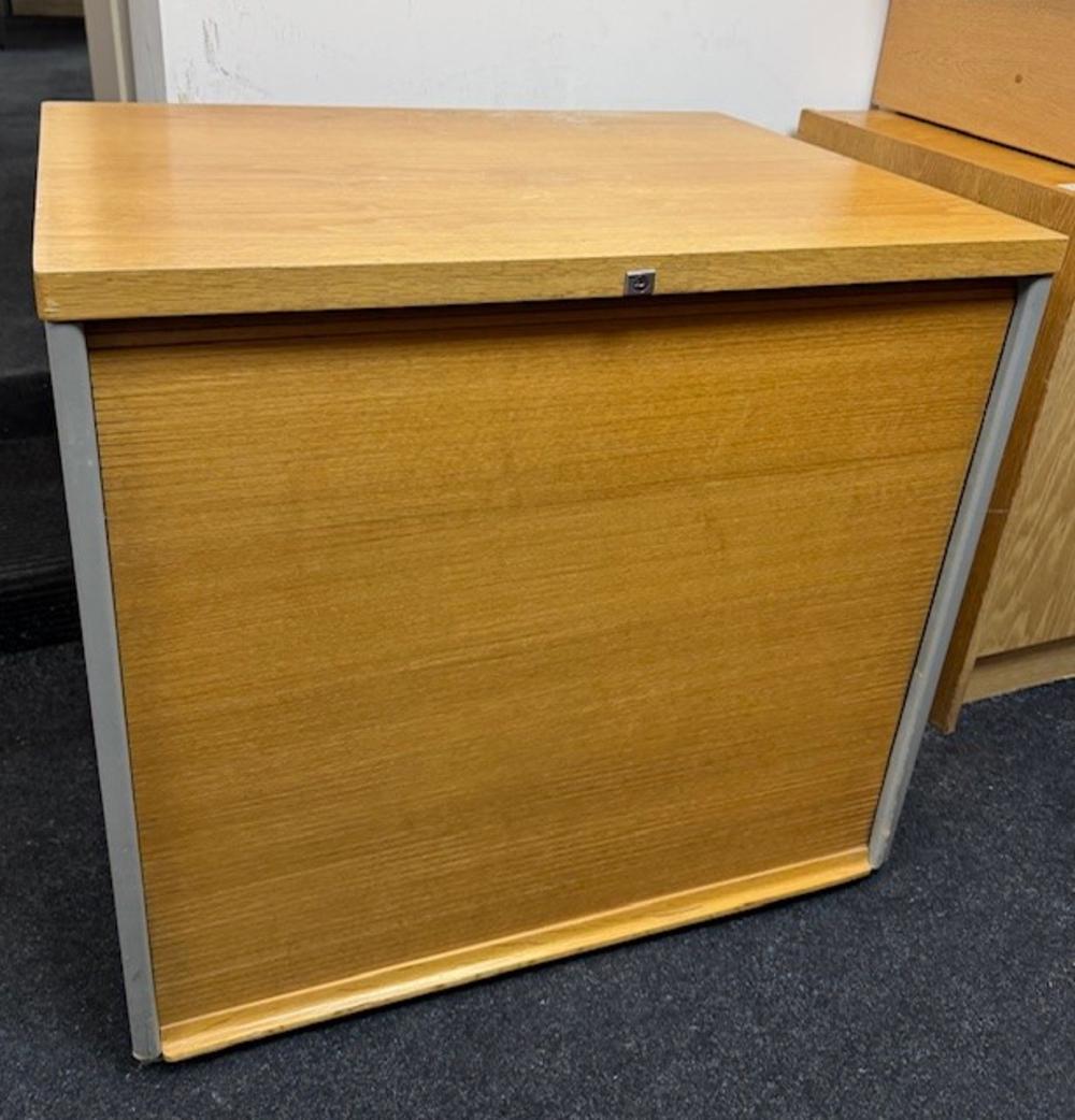 Oak Tambour Door Cupboard with Shelves