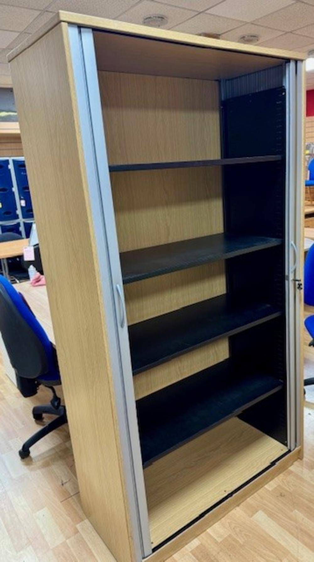 Stone Oak 2000mm High Tambour Cupboard