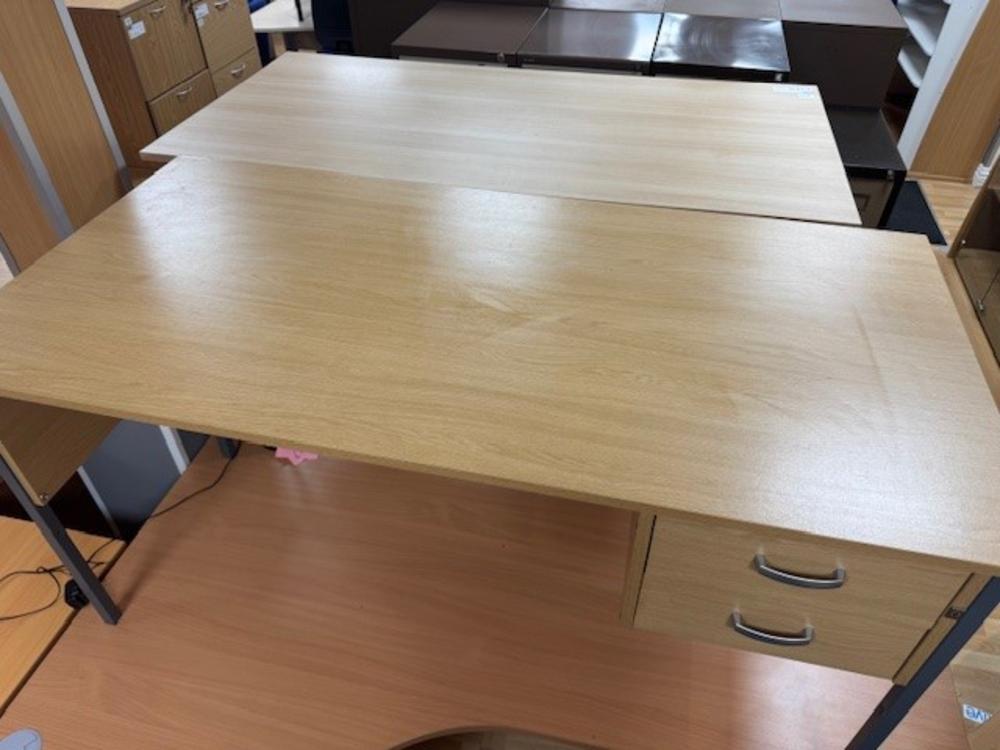 Beech Single pedestal desk - Scratch to the Top 1505mm Long