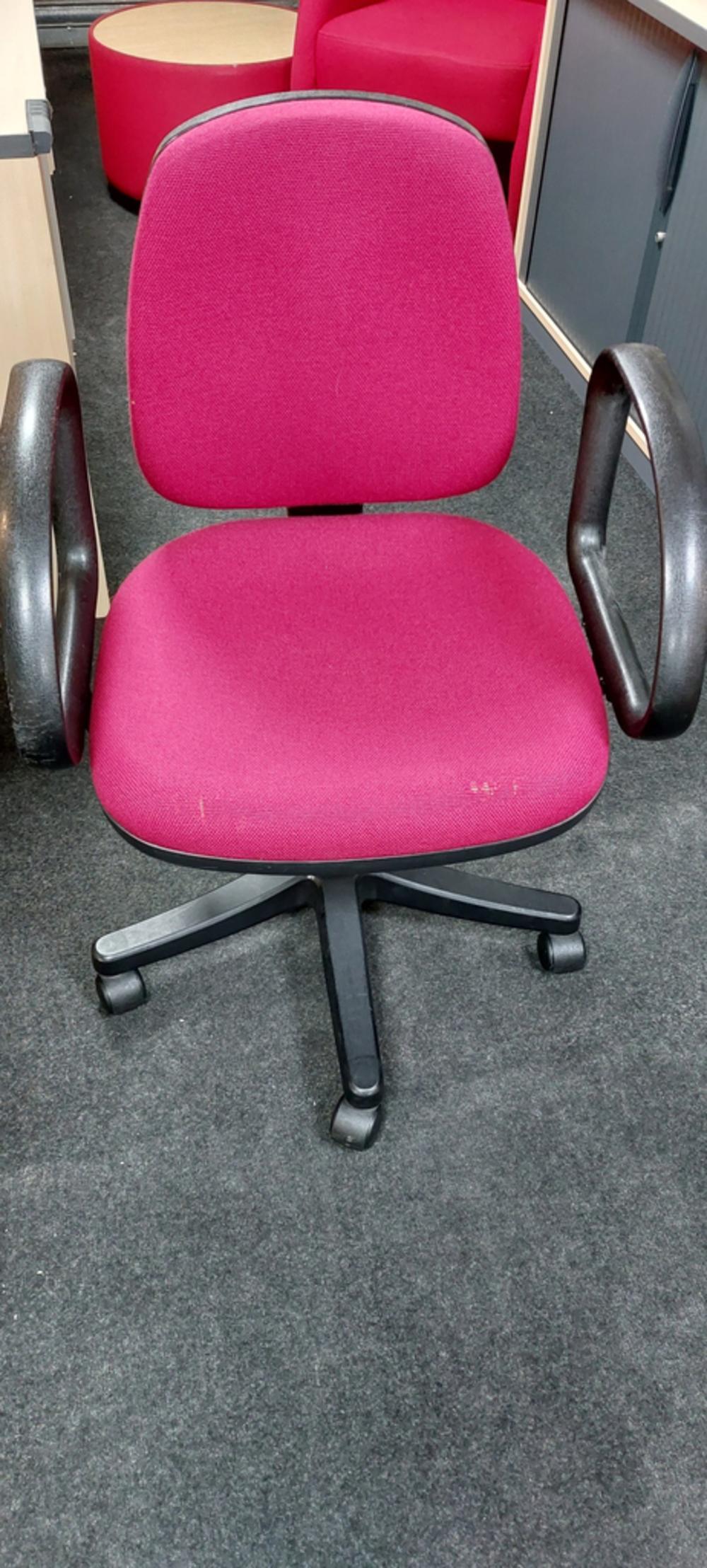 Burgundy Operator Chair With Fixed Arms