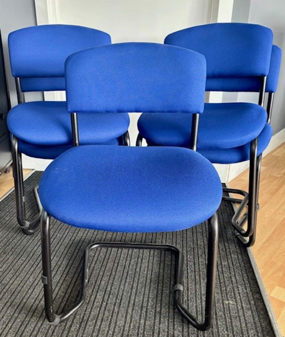 Set of 5 Blue Stackable Cantilever Side Chairs