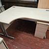 1600mm Left Handed Maple Radial Desk with Narrow Mobile Pedestal