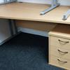 Beech Dams 1600mm Wave Desk With Silver Legs And 3 Drawer Pedestal