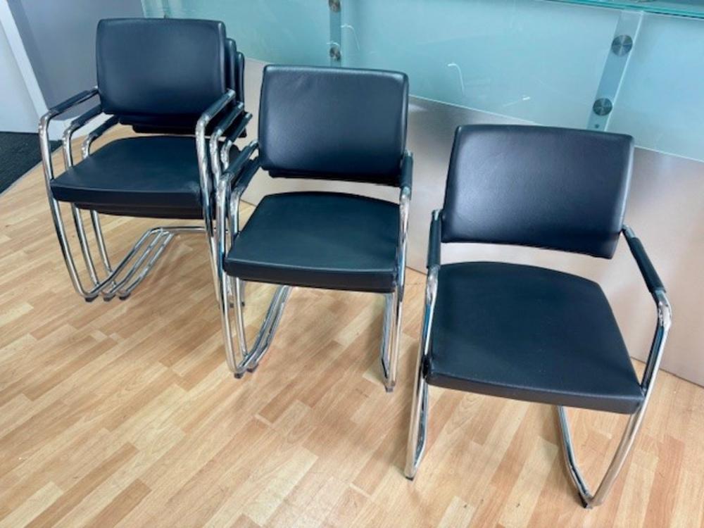 Set of 6 Ocee Design Panache Visitor Chairs - Genuine Leather