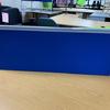 1200mm Blue Desk Mounted Screen with Aluminium Trim  