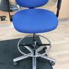 Blue Fabric Medium Back Draughtsman chair with wheels And Adjustable Arms