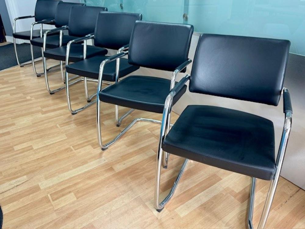 Set of 6 Ocee Design Panache Visitor Chairs - Genuine Leather